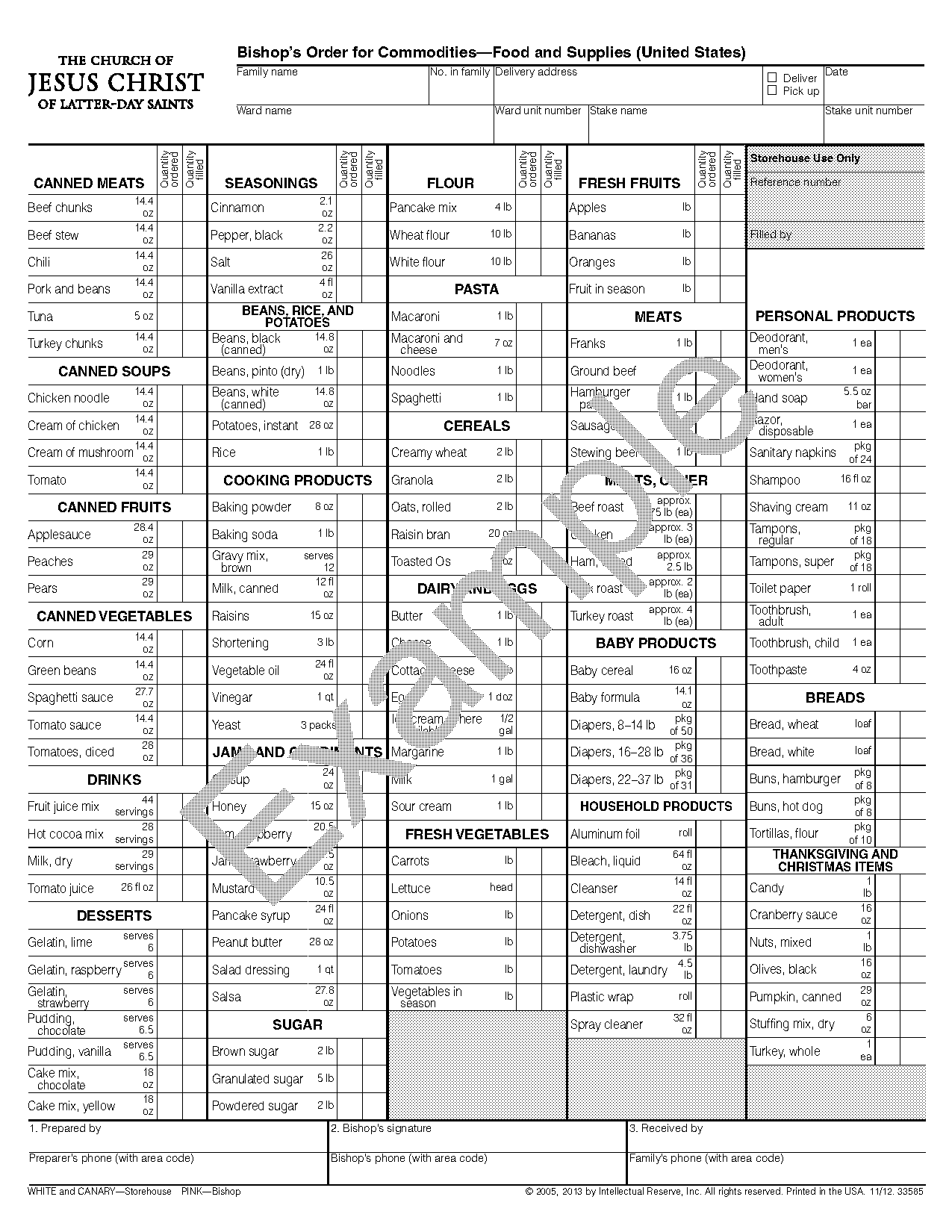 bishop storehouse order form