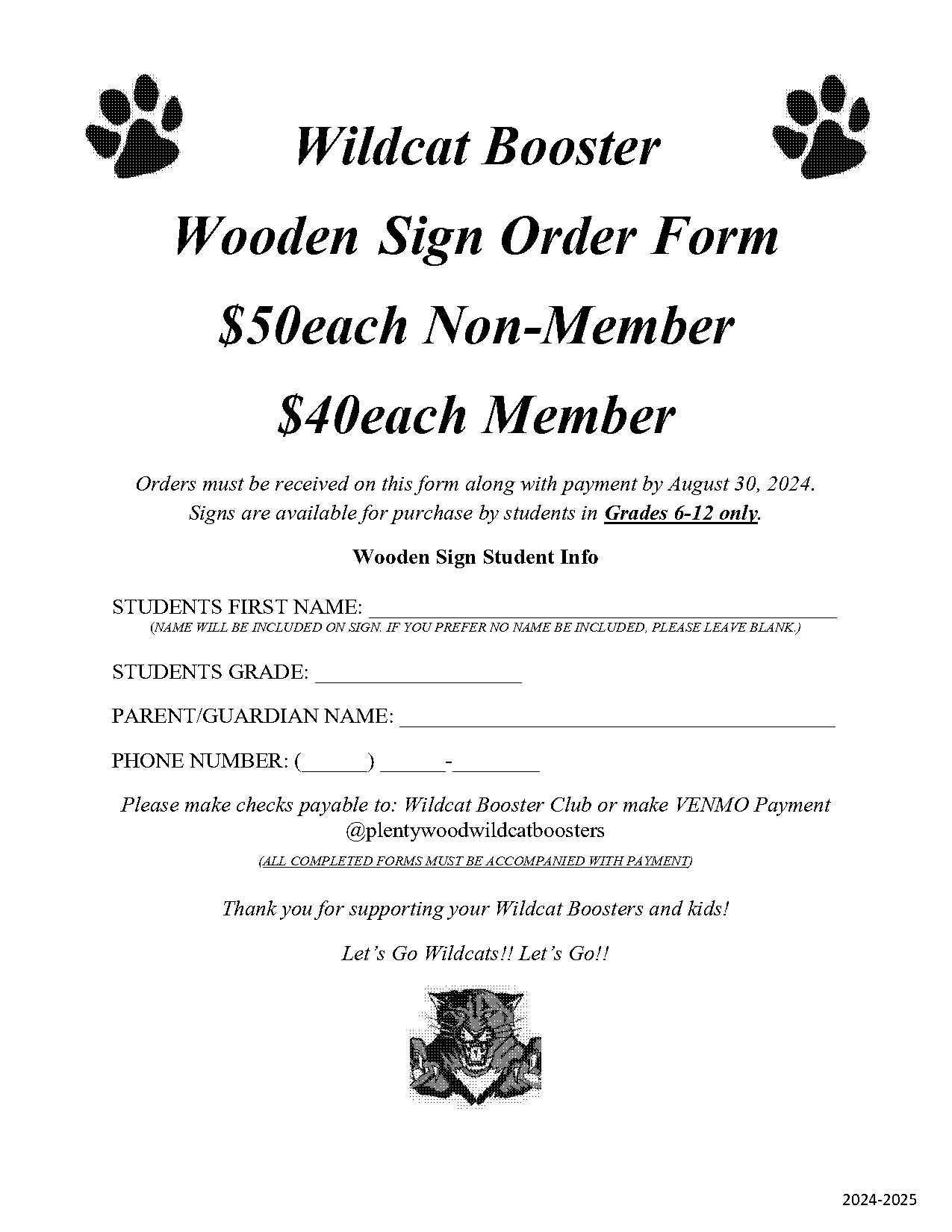 member non member order form