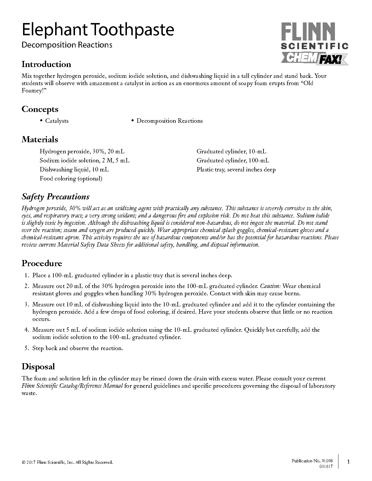 elephant toothpaste lab report answers