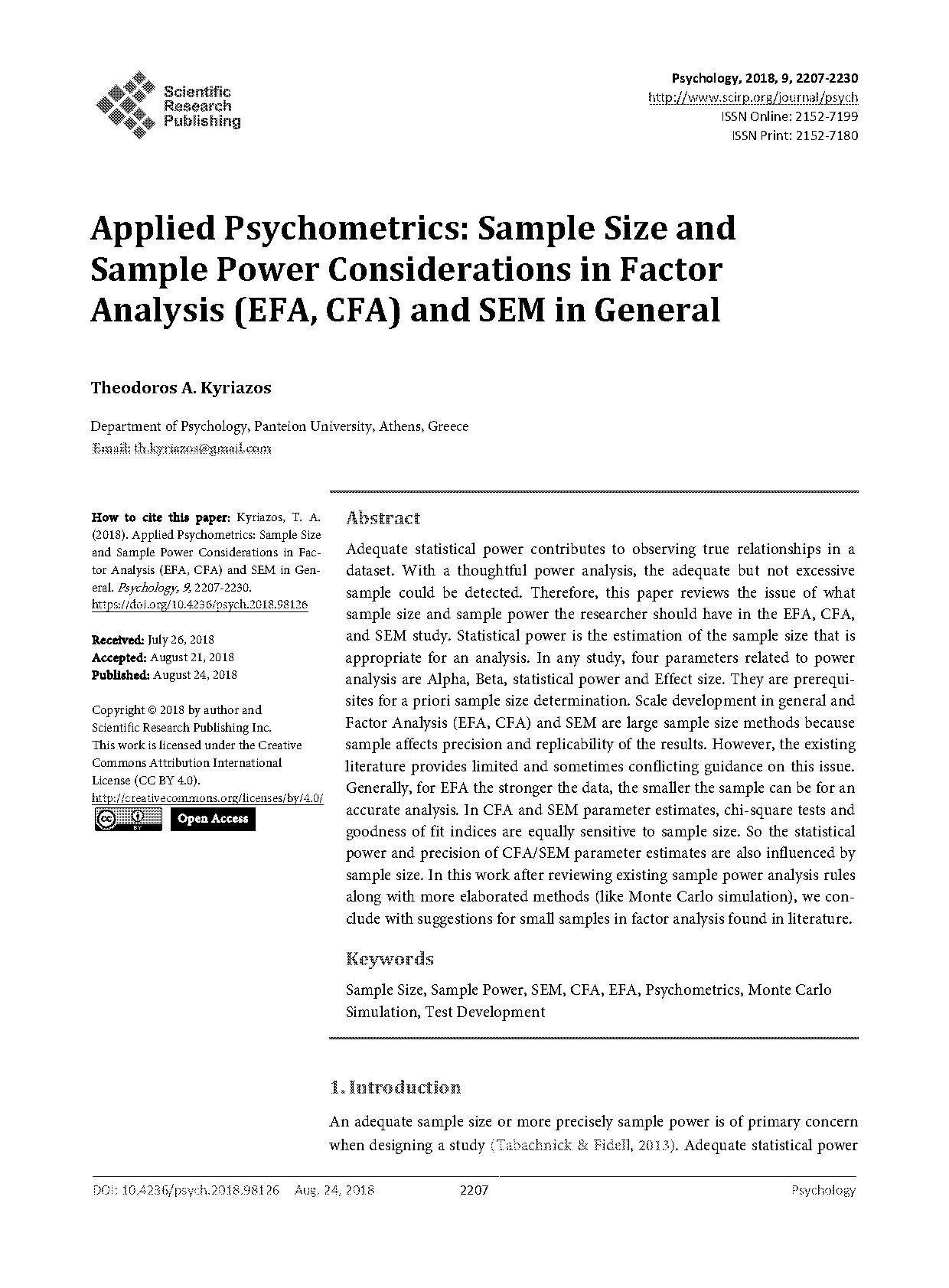 computing power and minimum sample size for rmsea