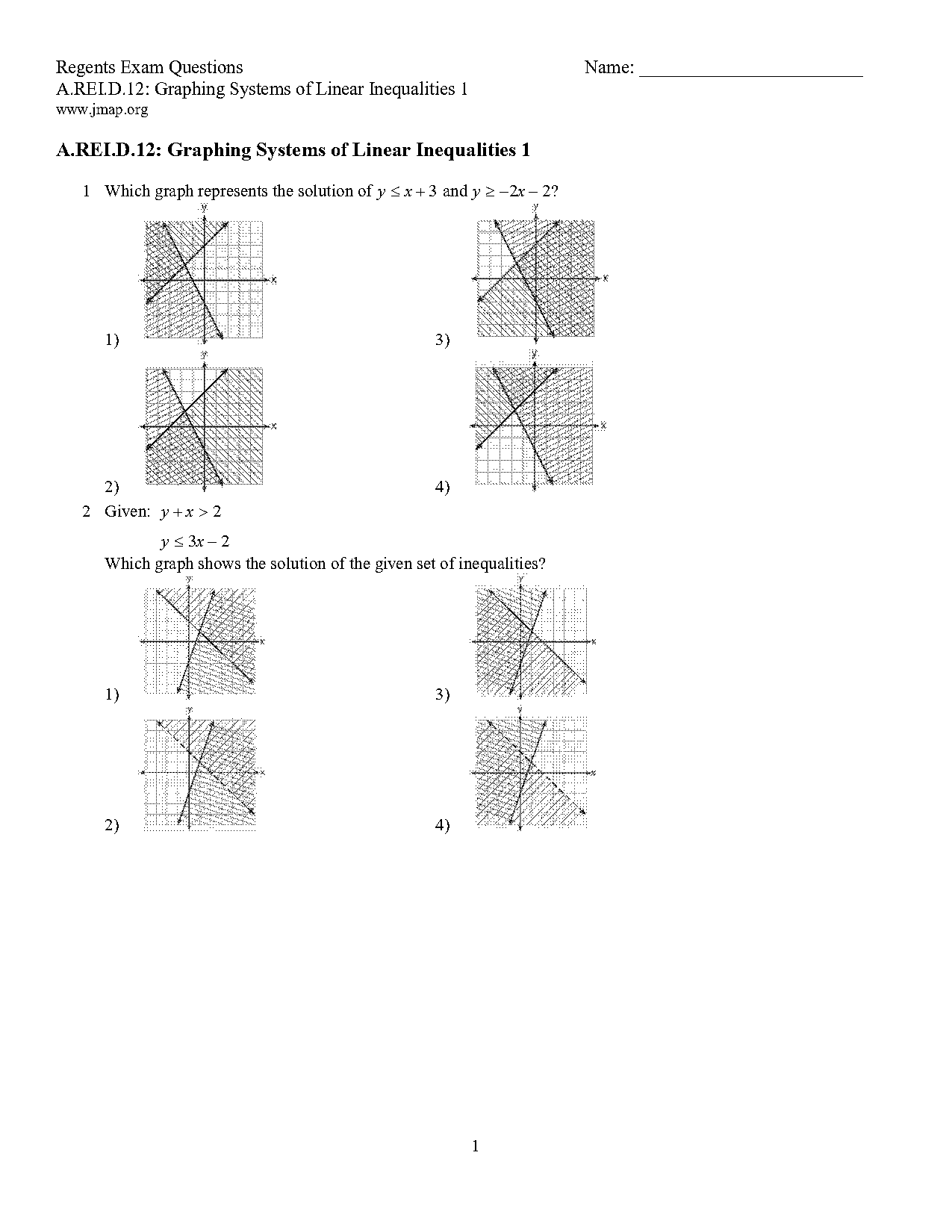 graphing systems of equation worksheet