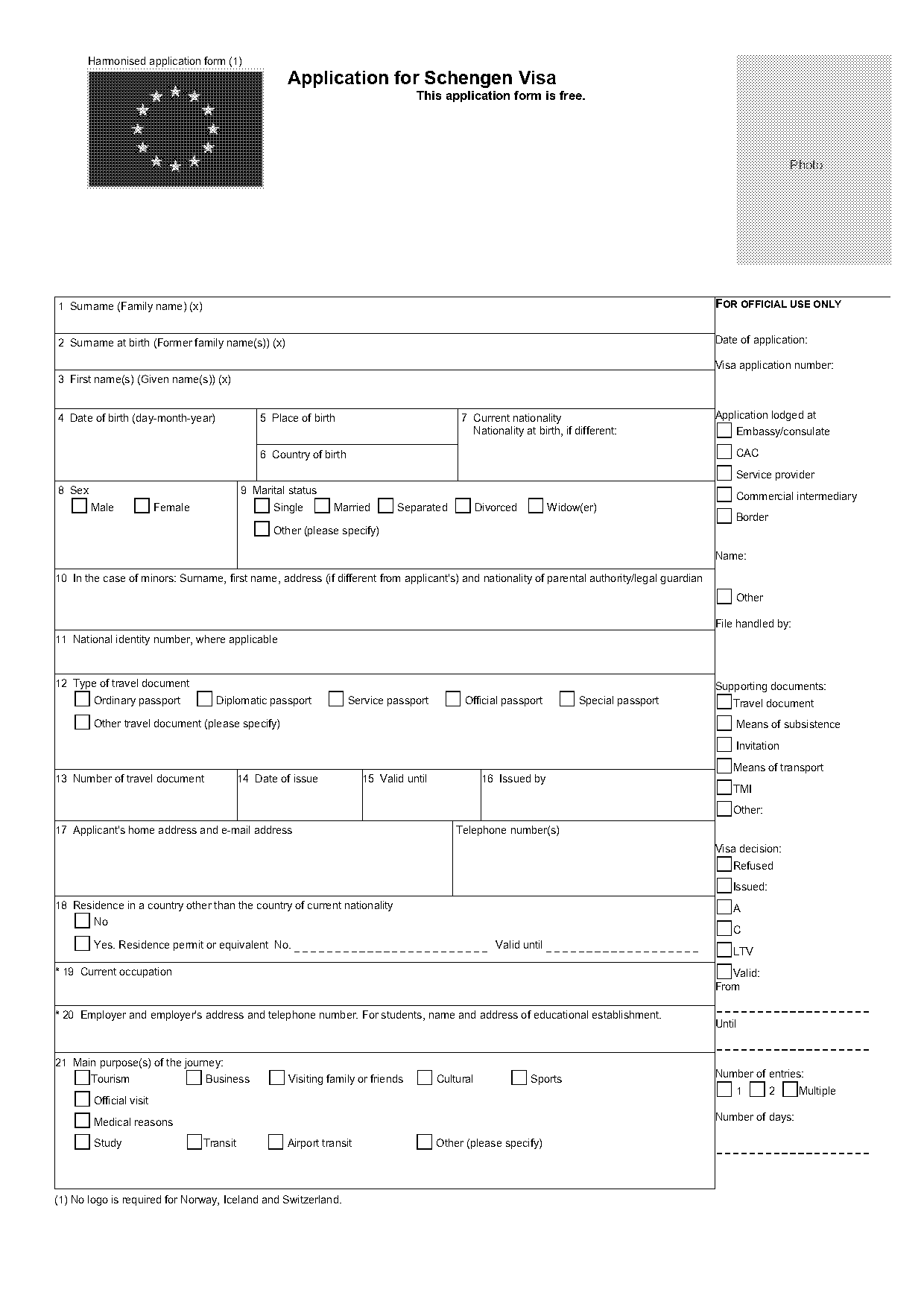 france short stay visa application form