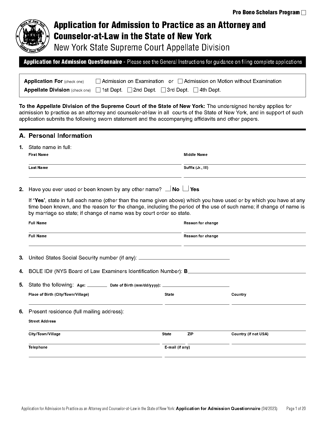 application for admission on motion new york