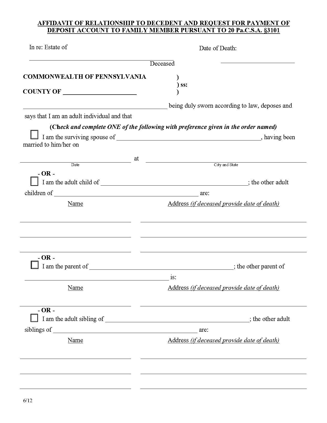 cumberland county small estate affidavit