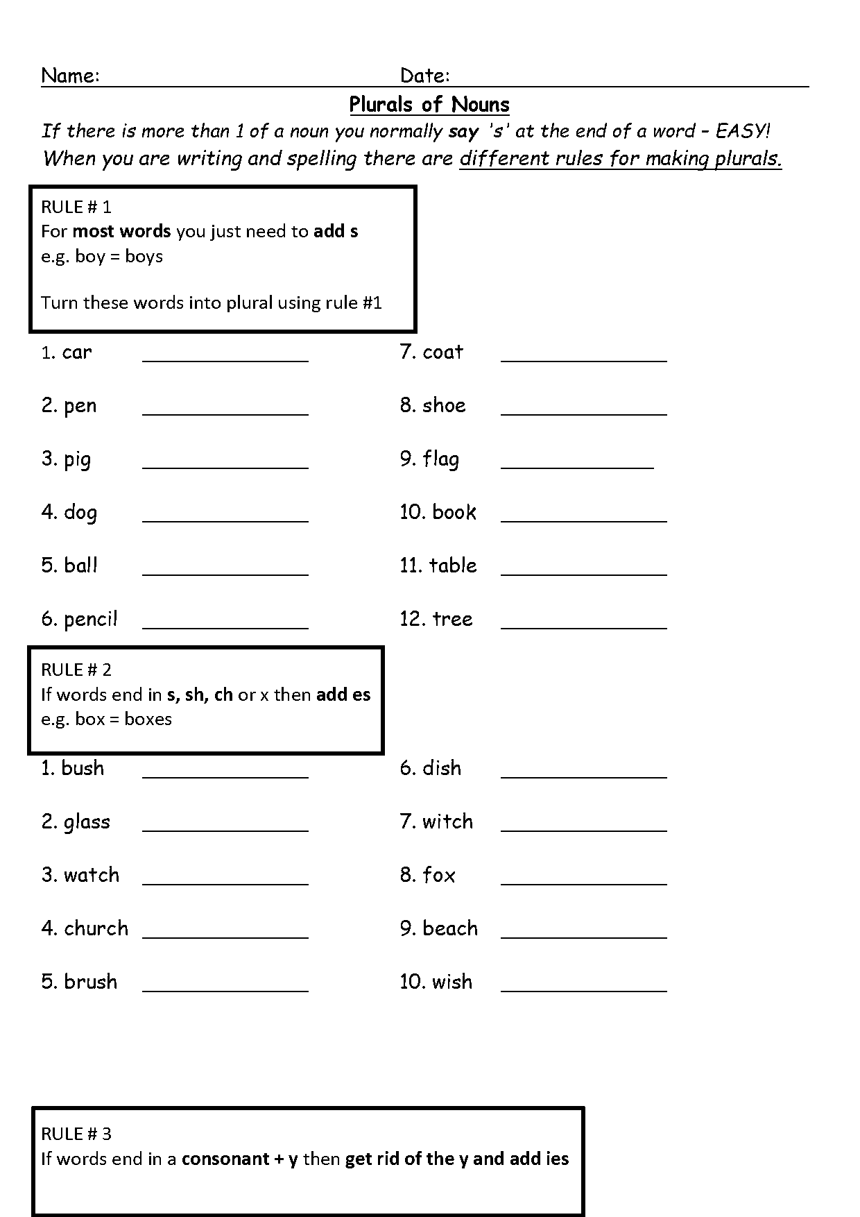 plural words ending in f to ves worksheet pdf