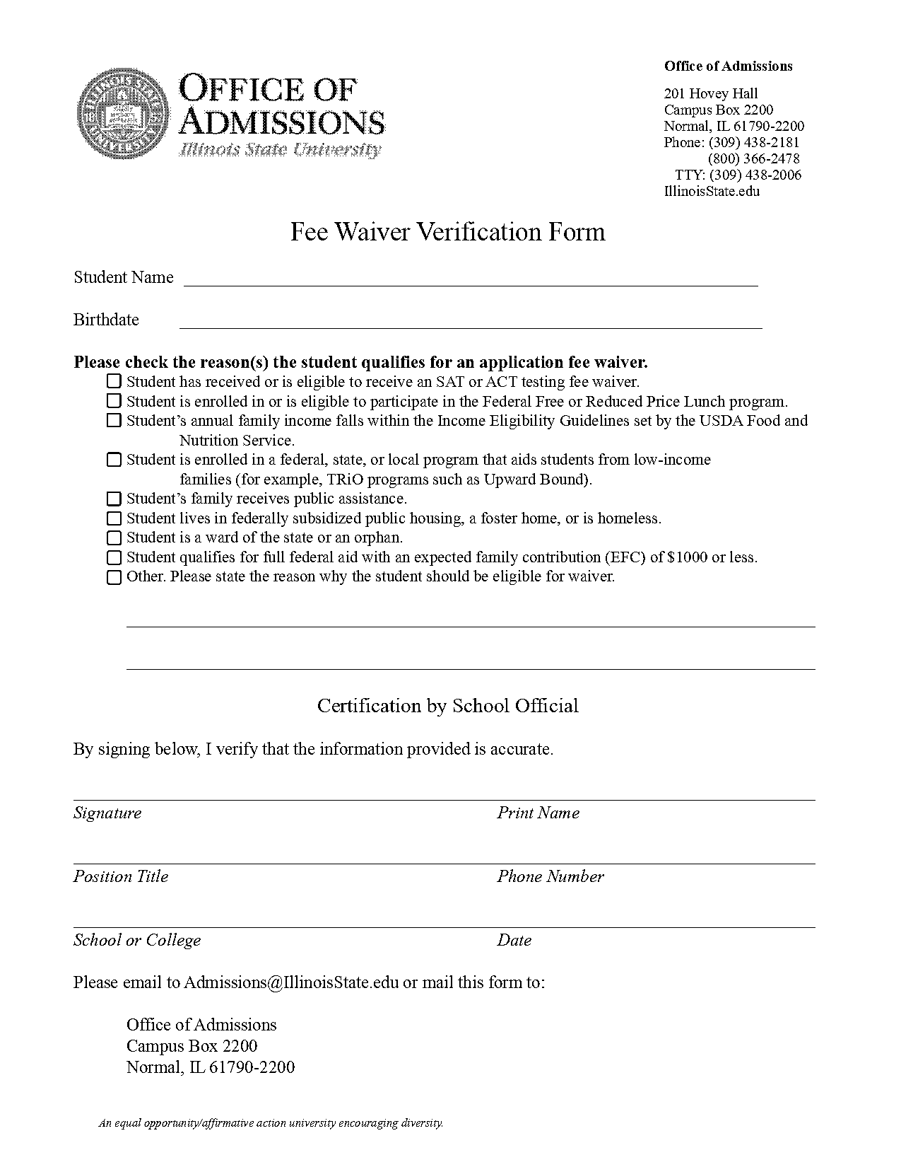 illinois state fee waiver