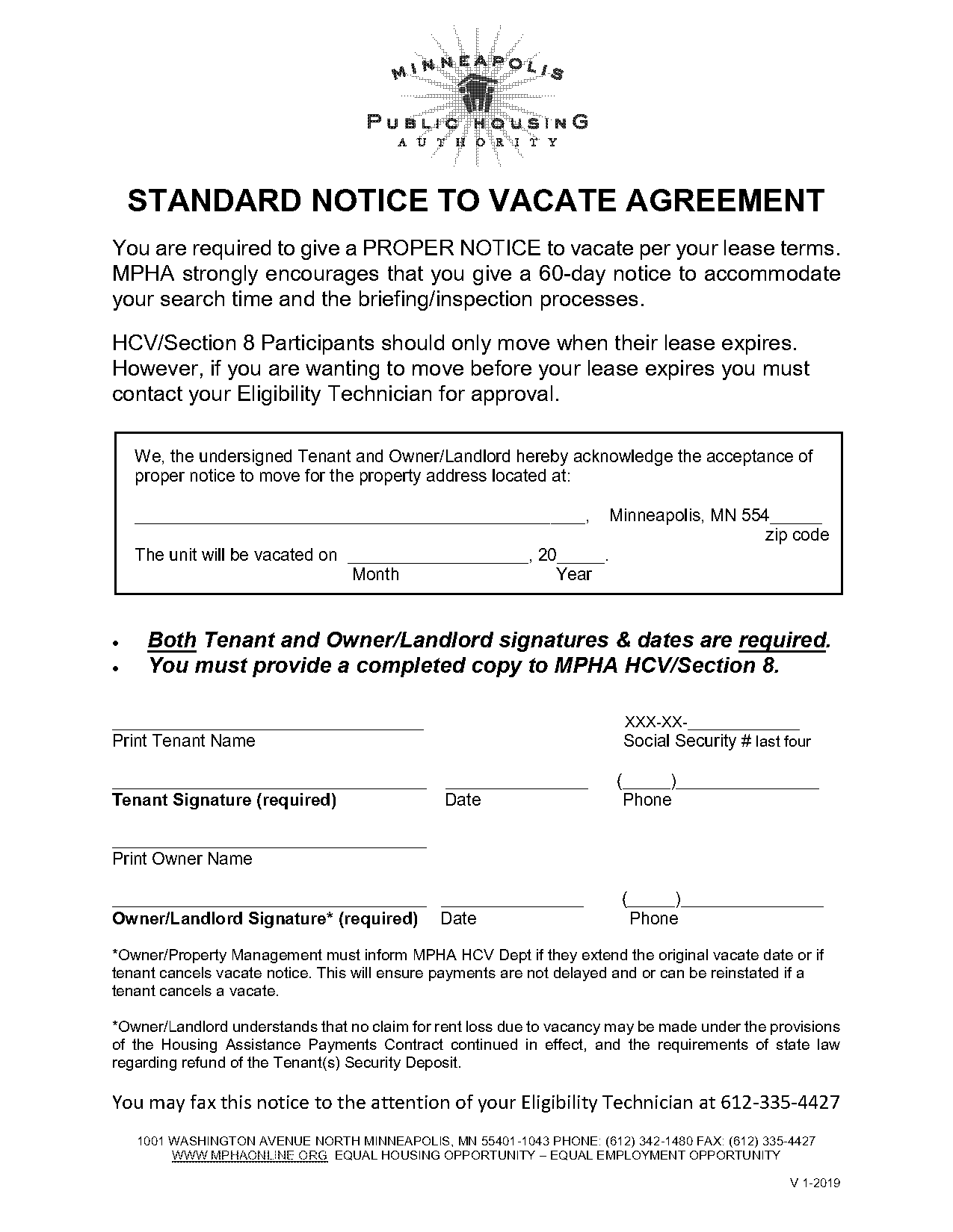 notice to vacate latter