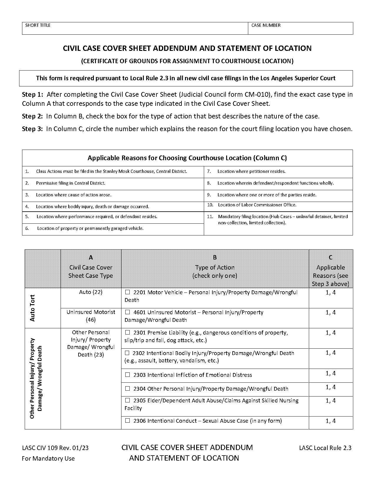 los angeles superior court form summons