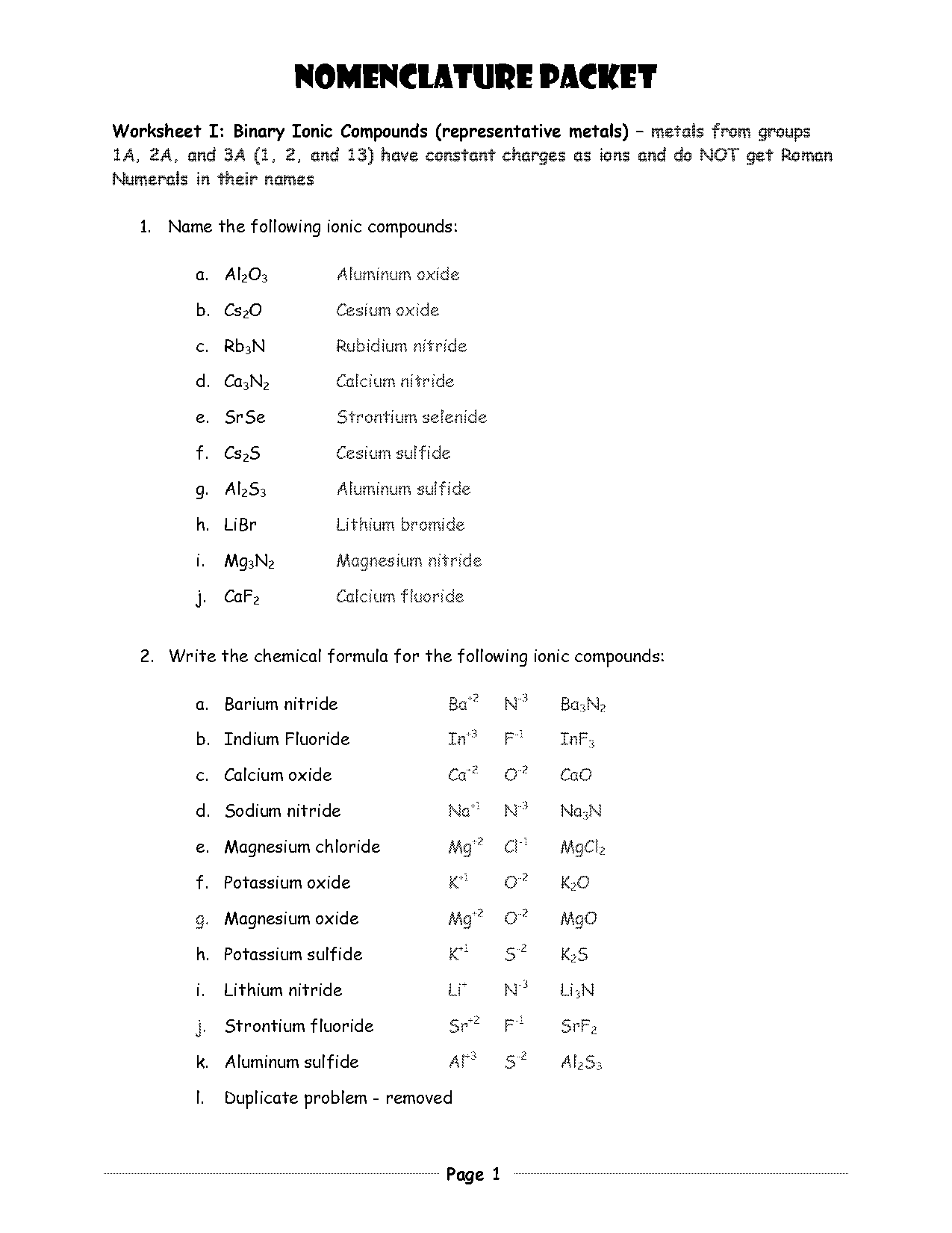 naming binary compounds worksheet with answers