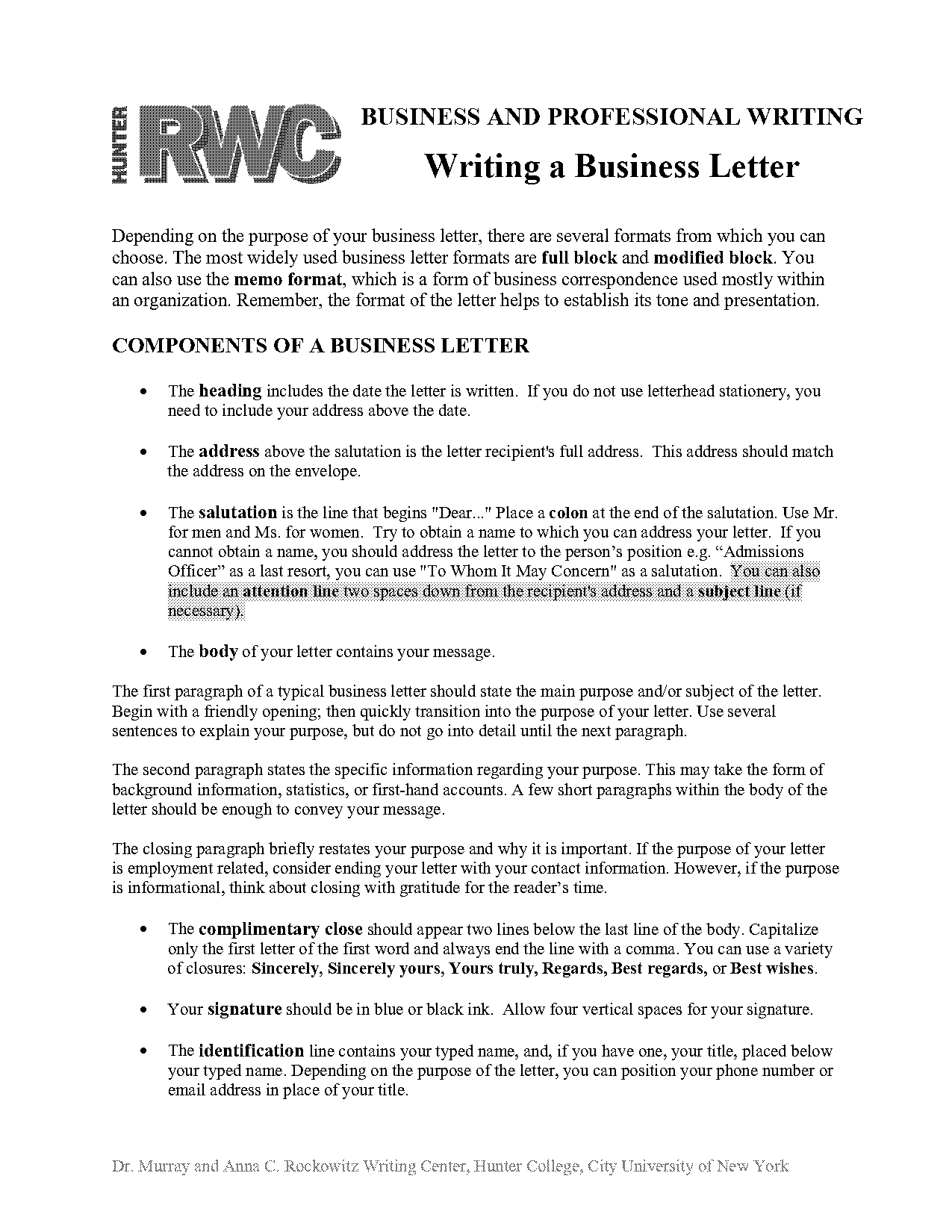 business letter signature line