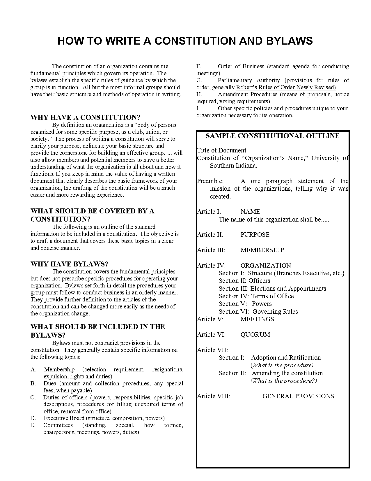 church bylaws made simple