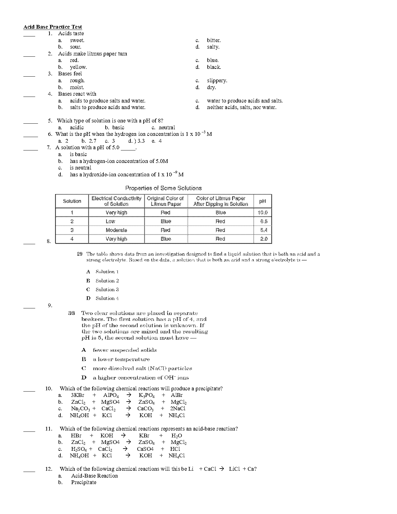 acid base review worksheet answers