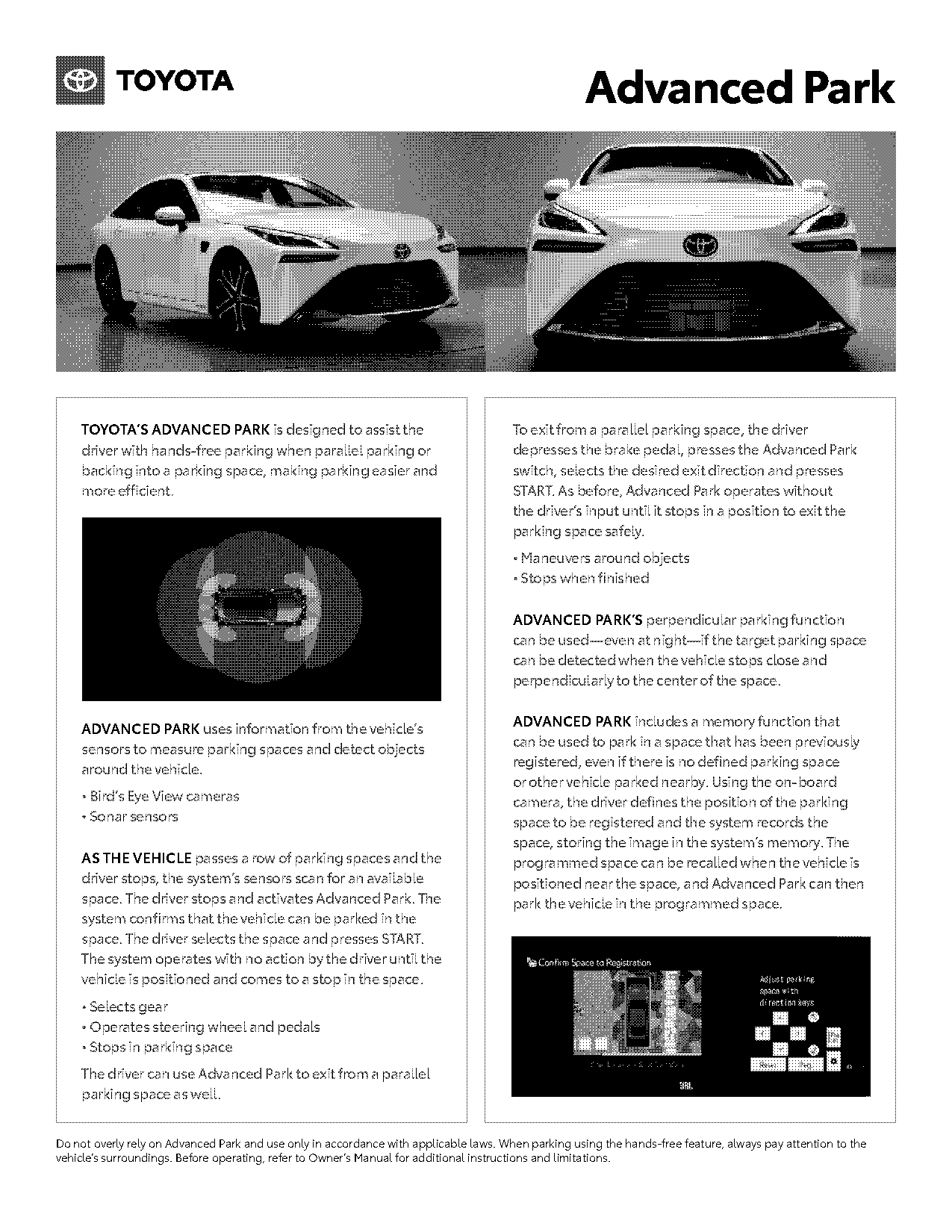 advance parking guidance verses parking assist lexus