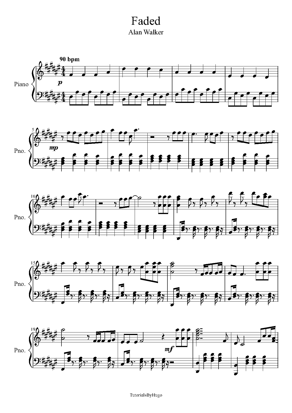 faded music sheet piano pdf