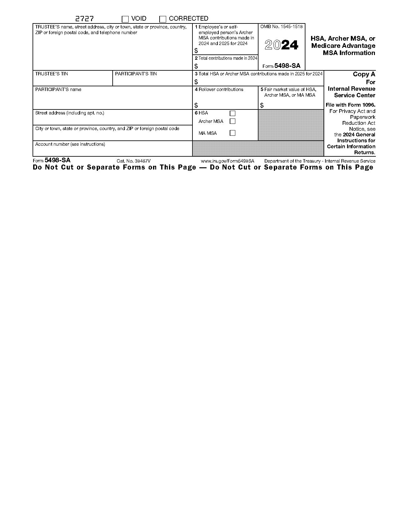 hsa disbursement irs form