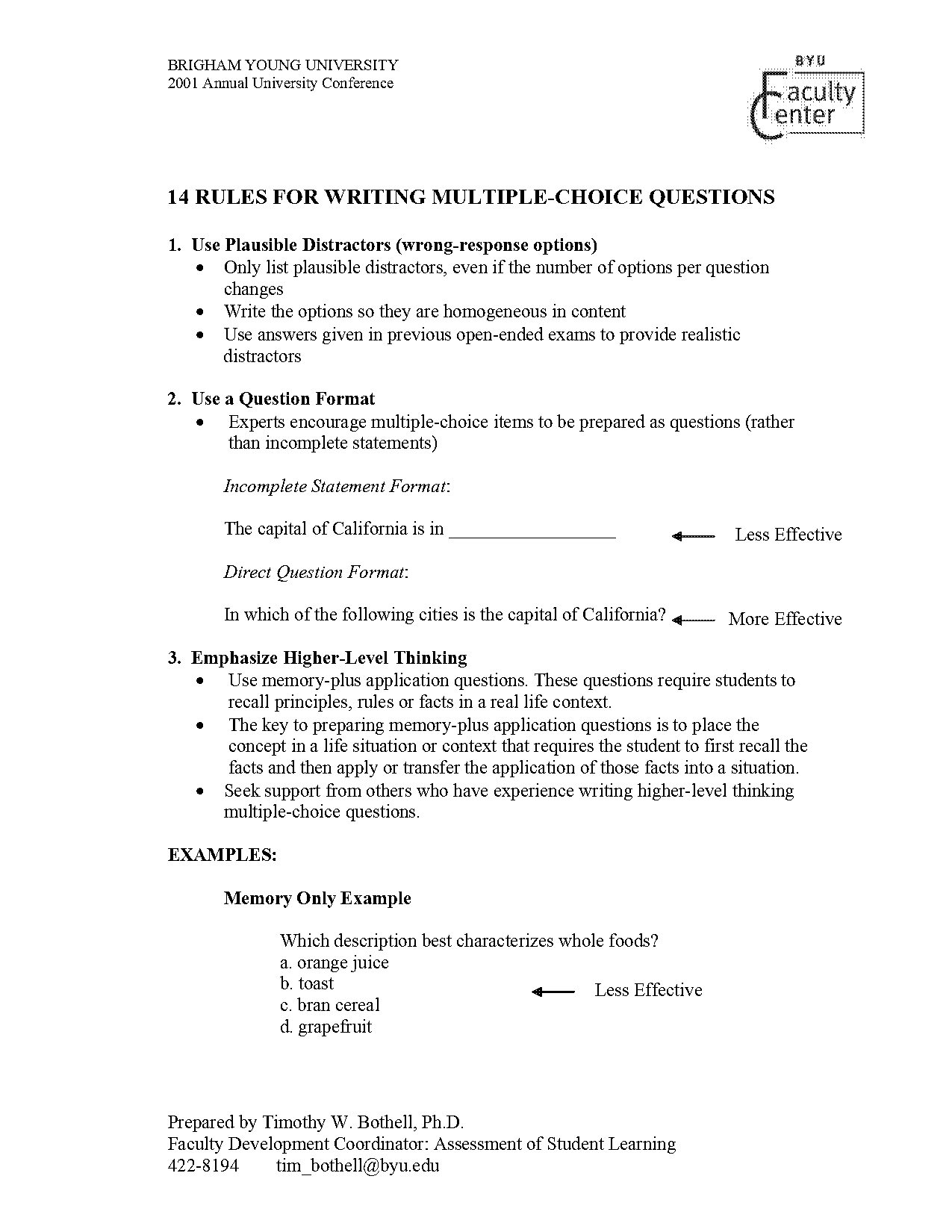 exam sample of multiple choice questions