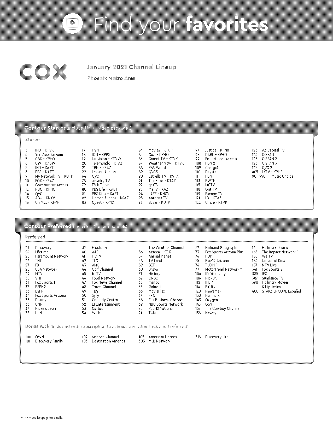 channel guide for cox cable phoenix