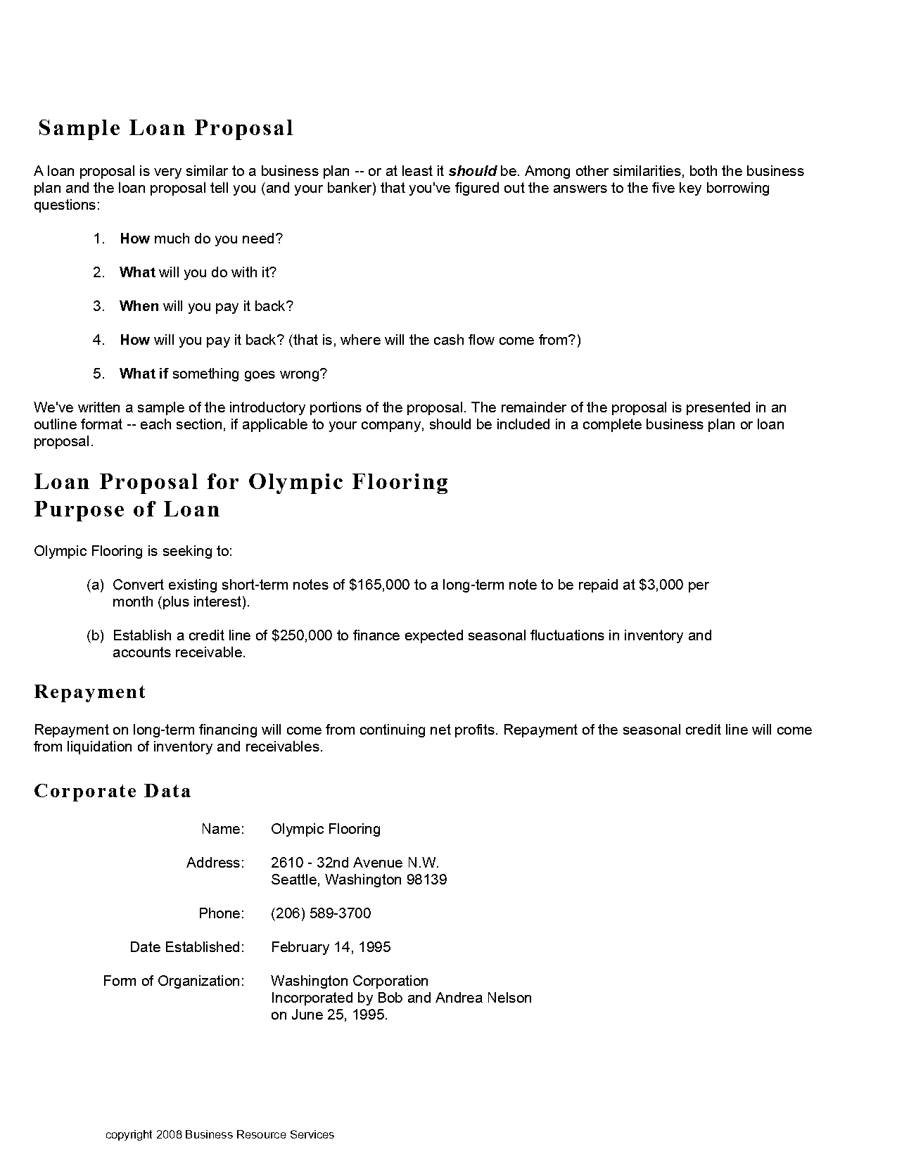 proposal to a company sample