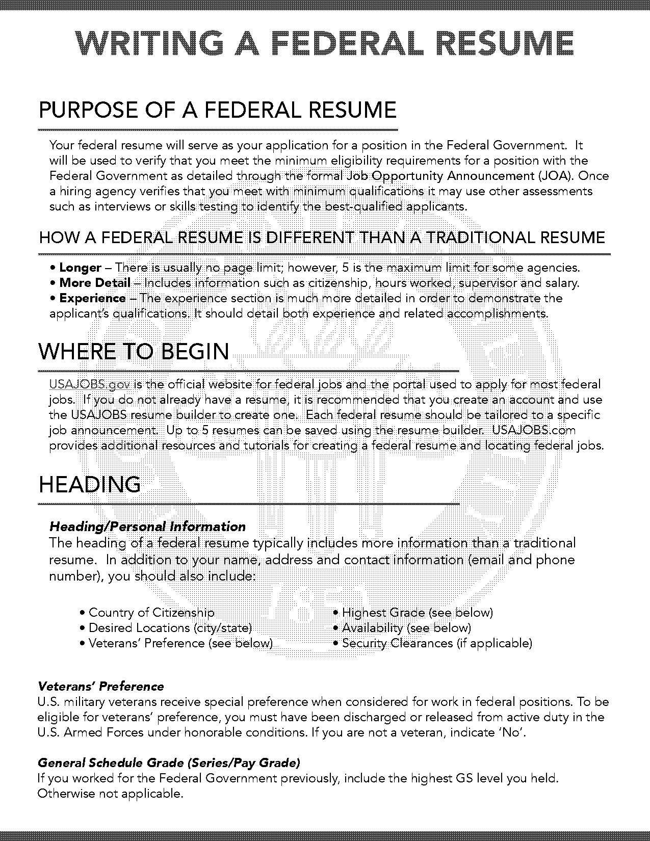 how to write a federal resume example