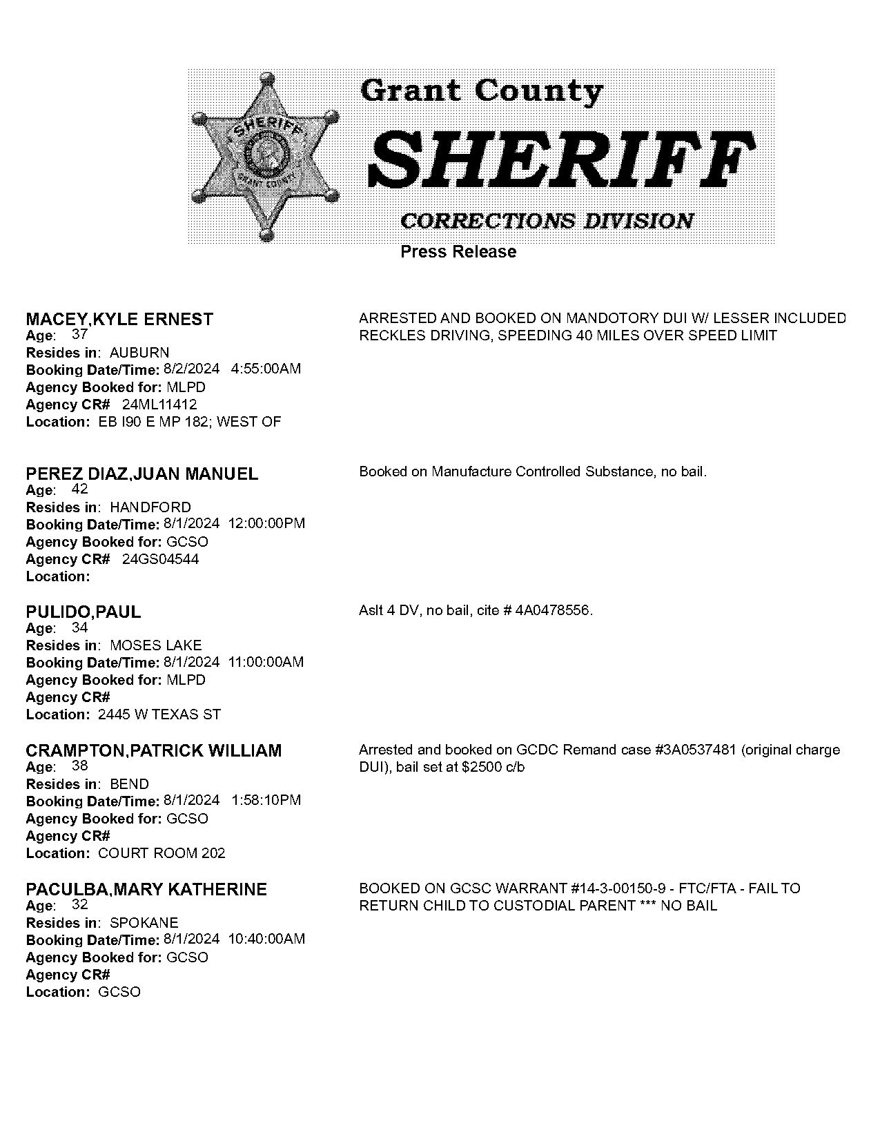 grant county wa arrest records