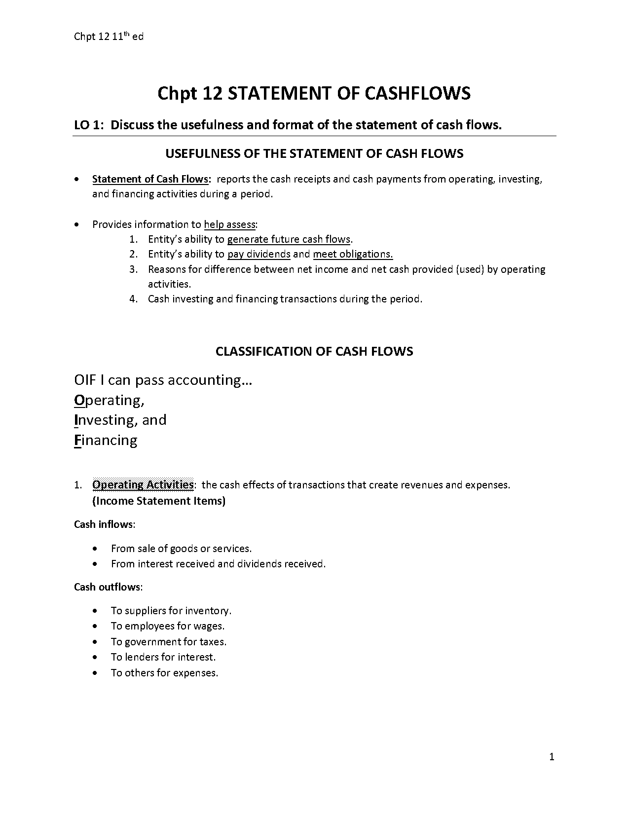 plant assets cash flow statement