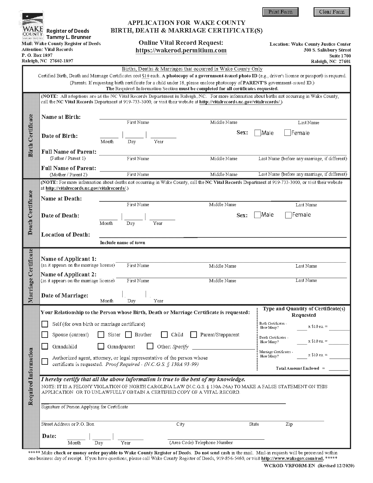 death certificate wake county nc