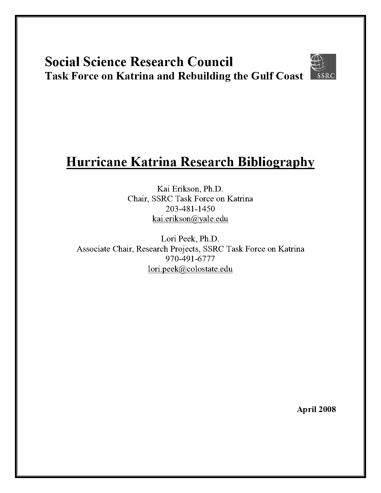 hurricane katrina facts scholarly articles