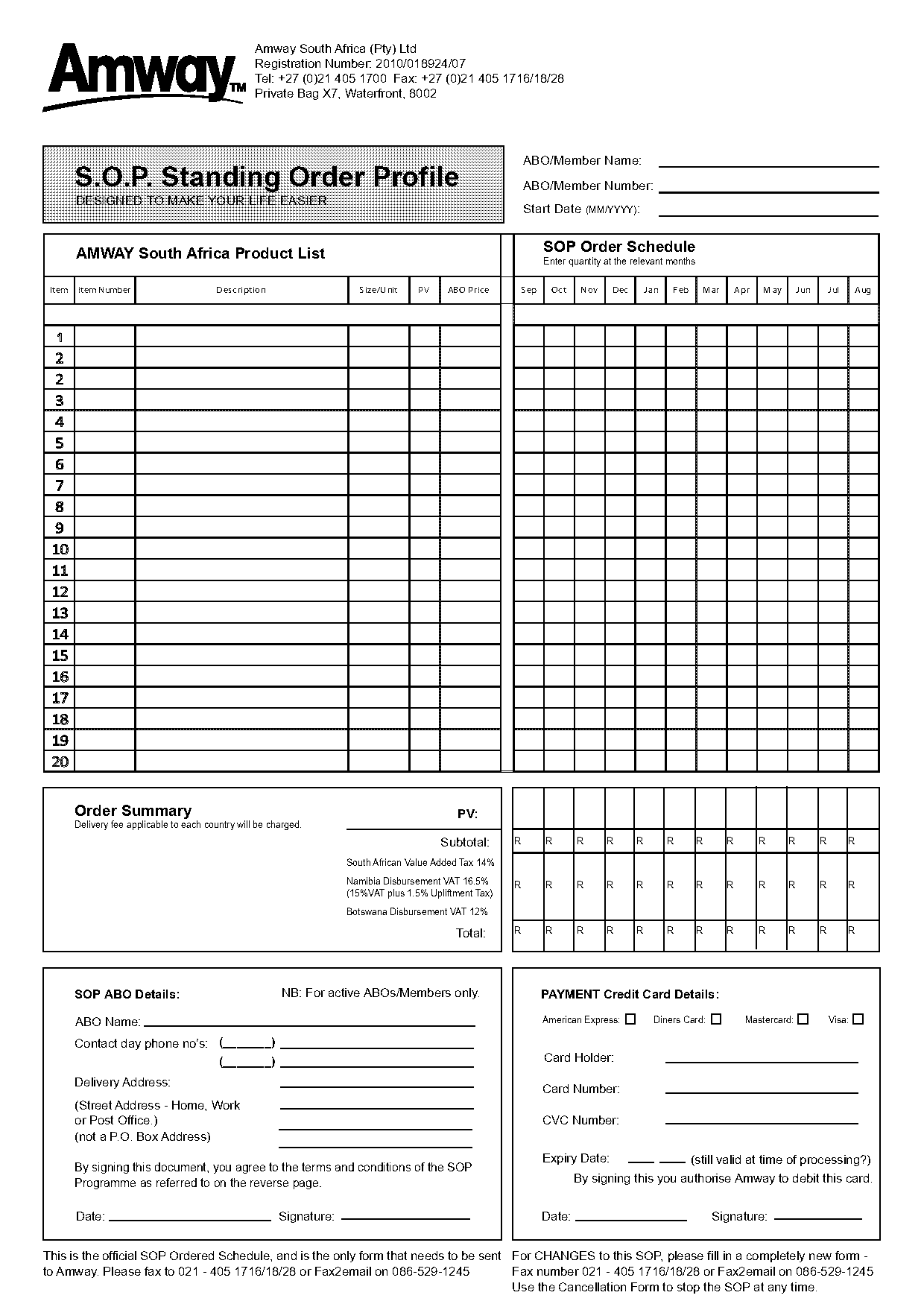 amway address change form