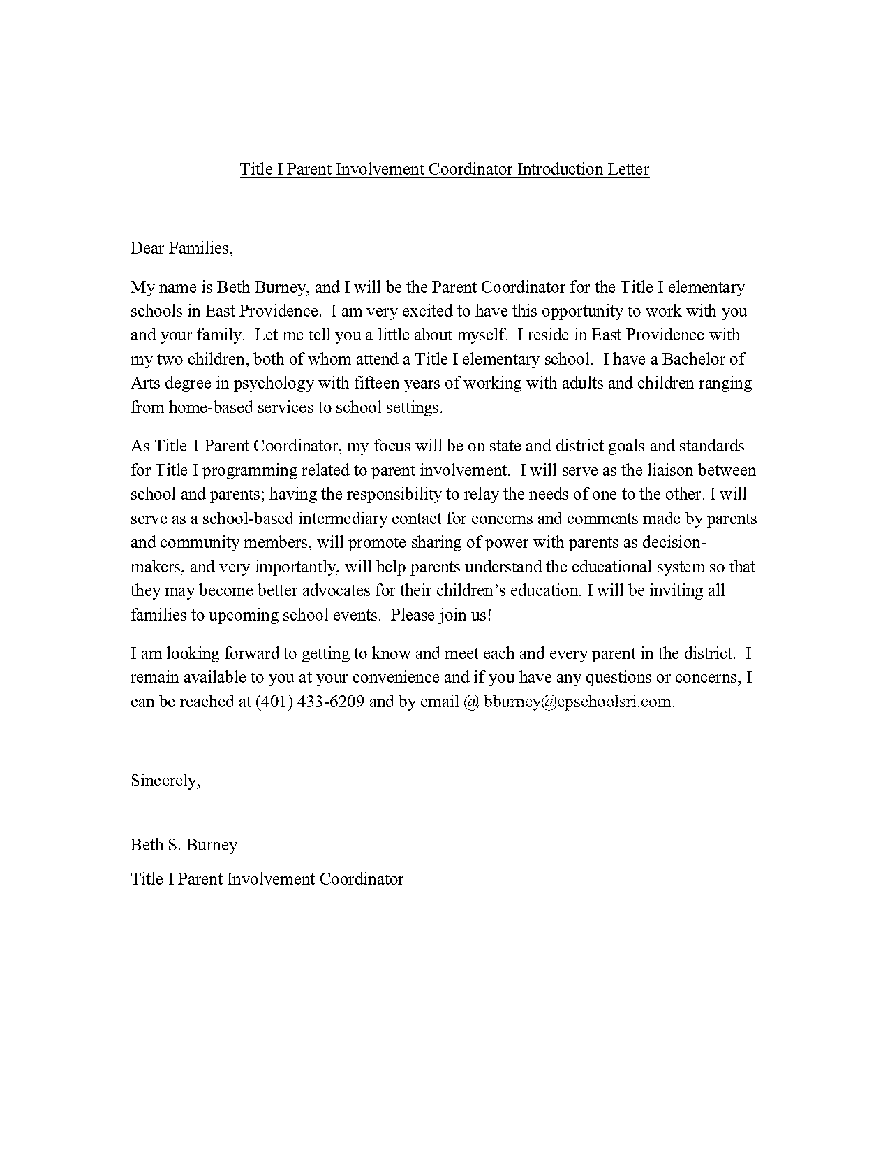 introduction letter for parents