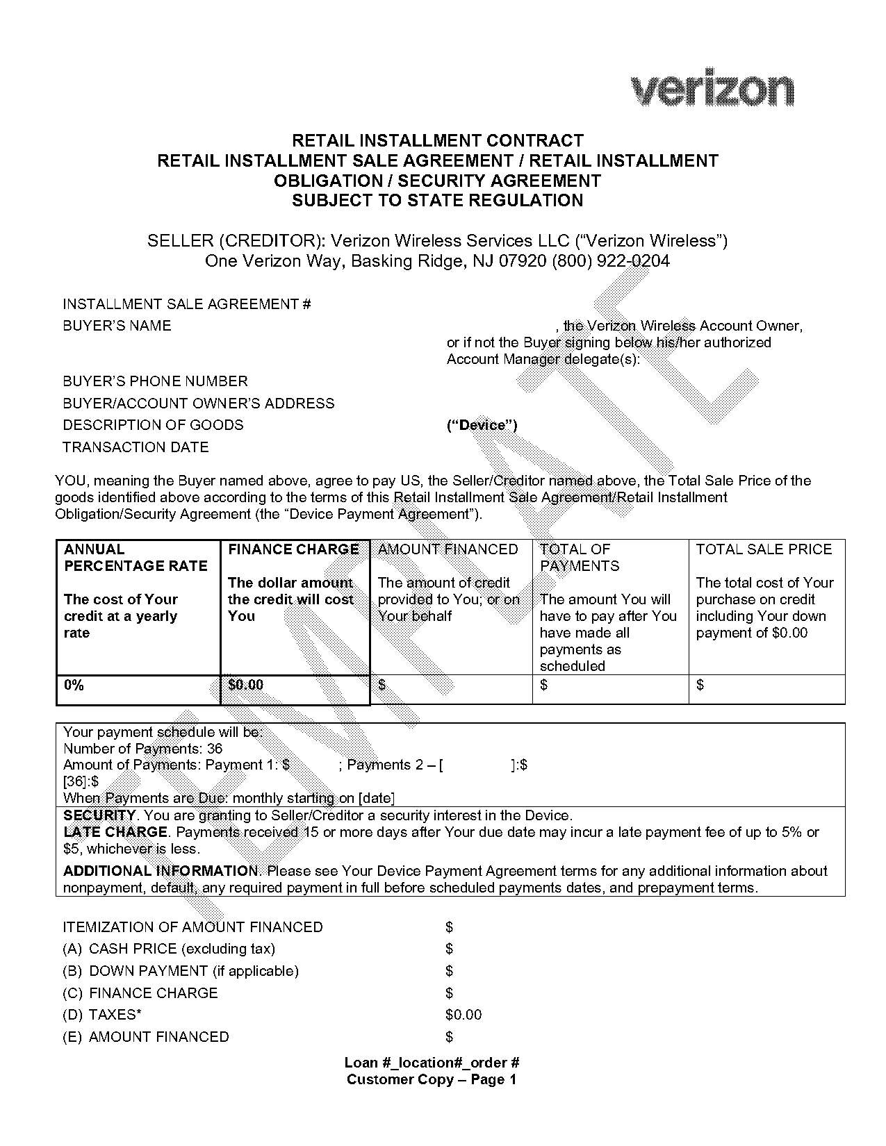 retail installment contract template