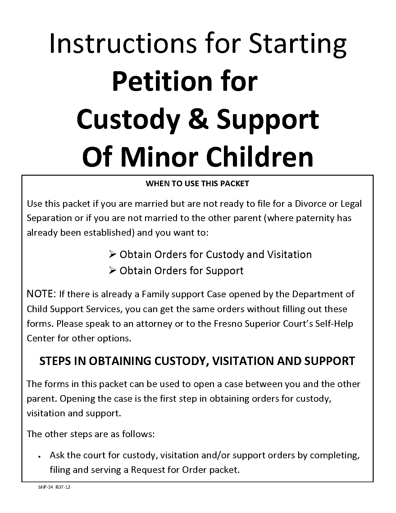 sample letter forms for custody petition