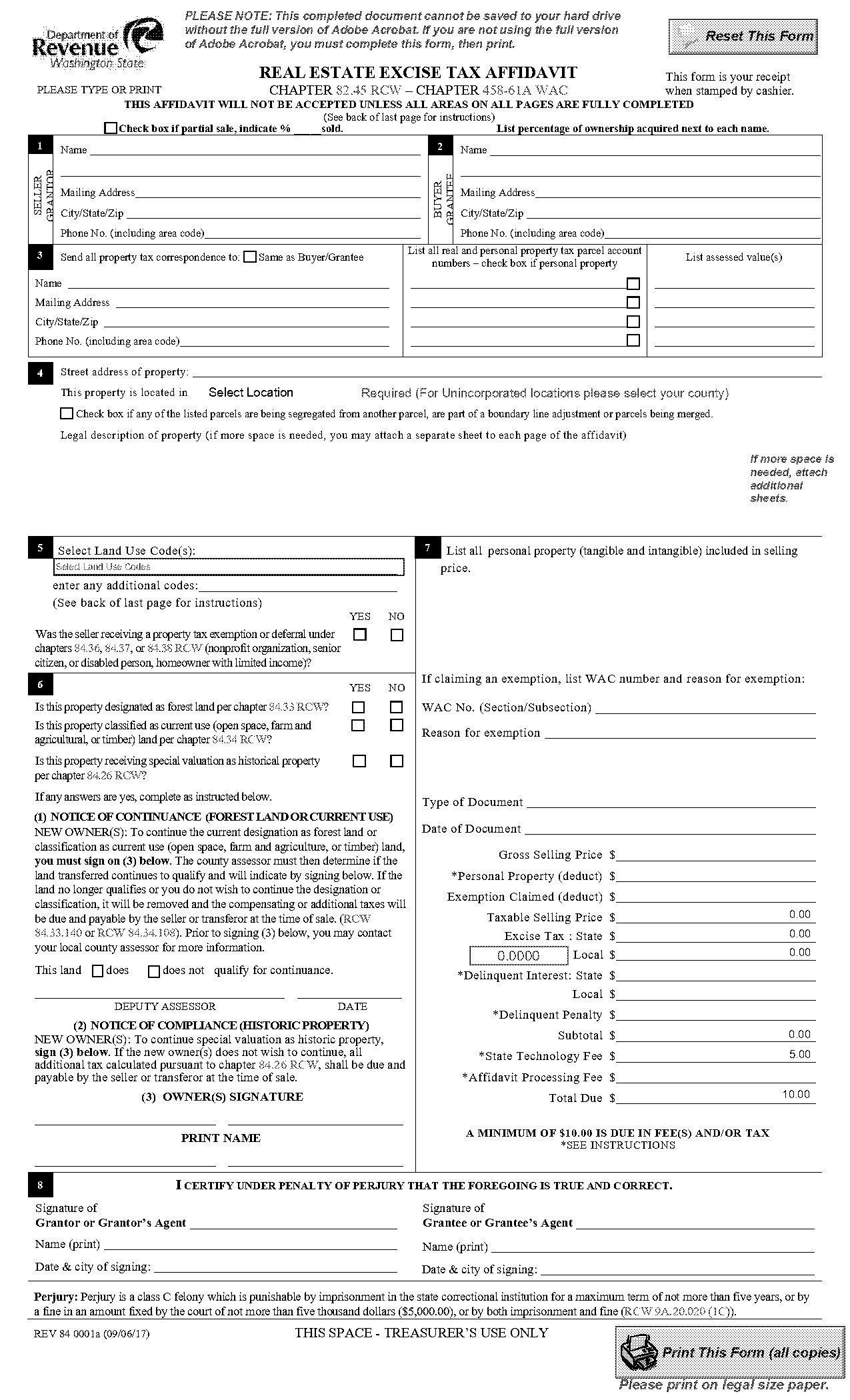 affidavit of property value instructions