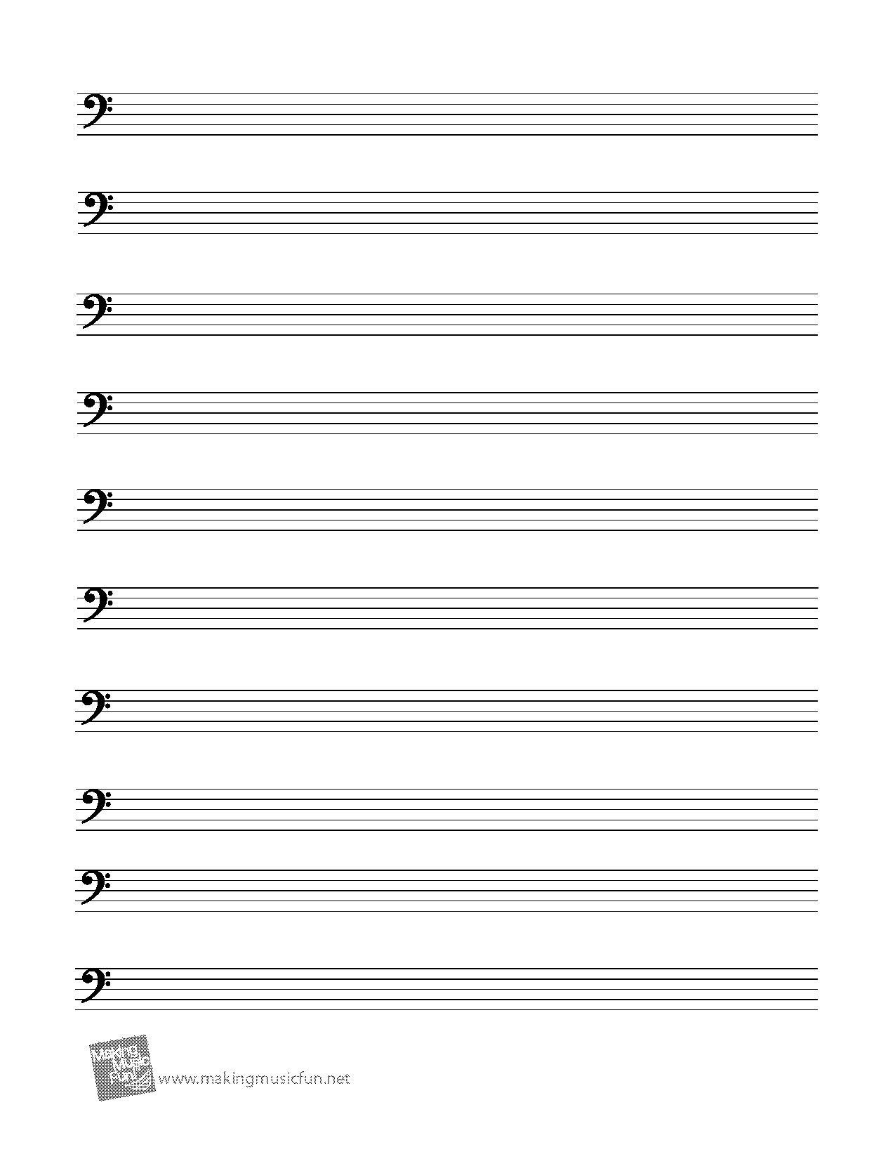 bass sheet music blank