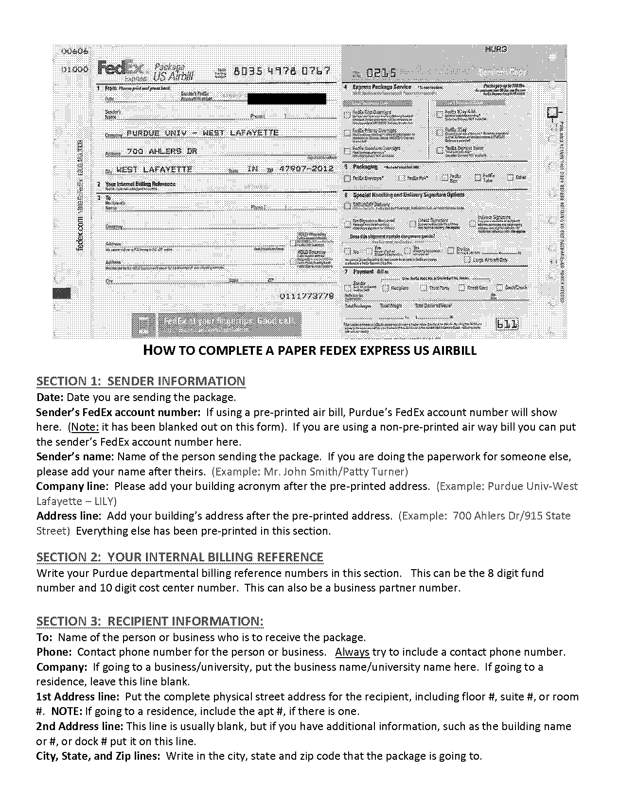 fed x forms filling out