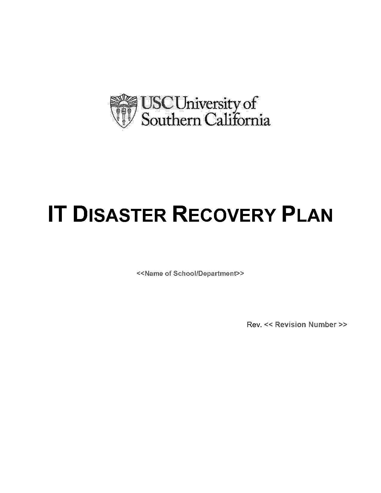 disaster recovert plan template