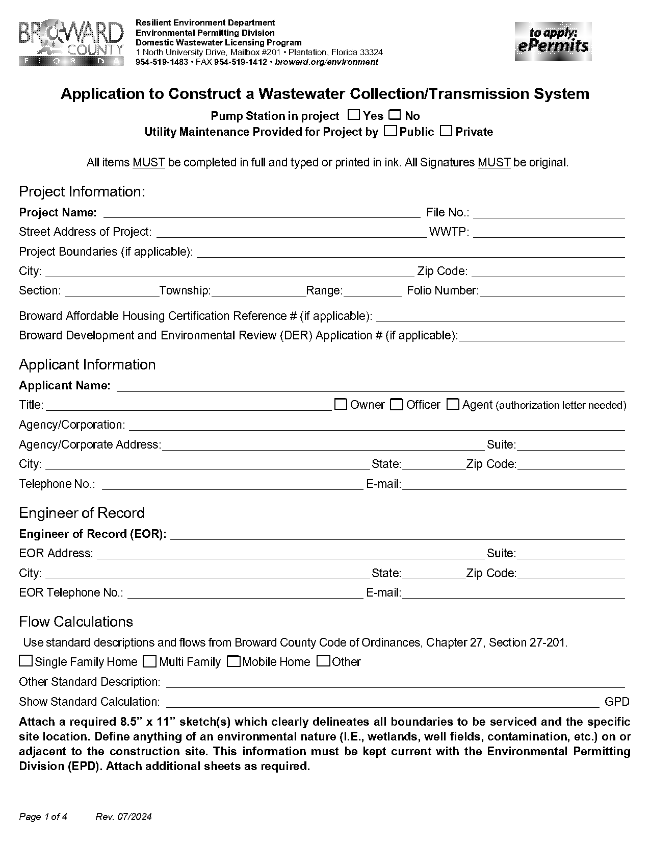 dep wastewater license application