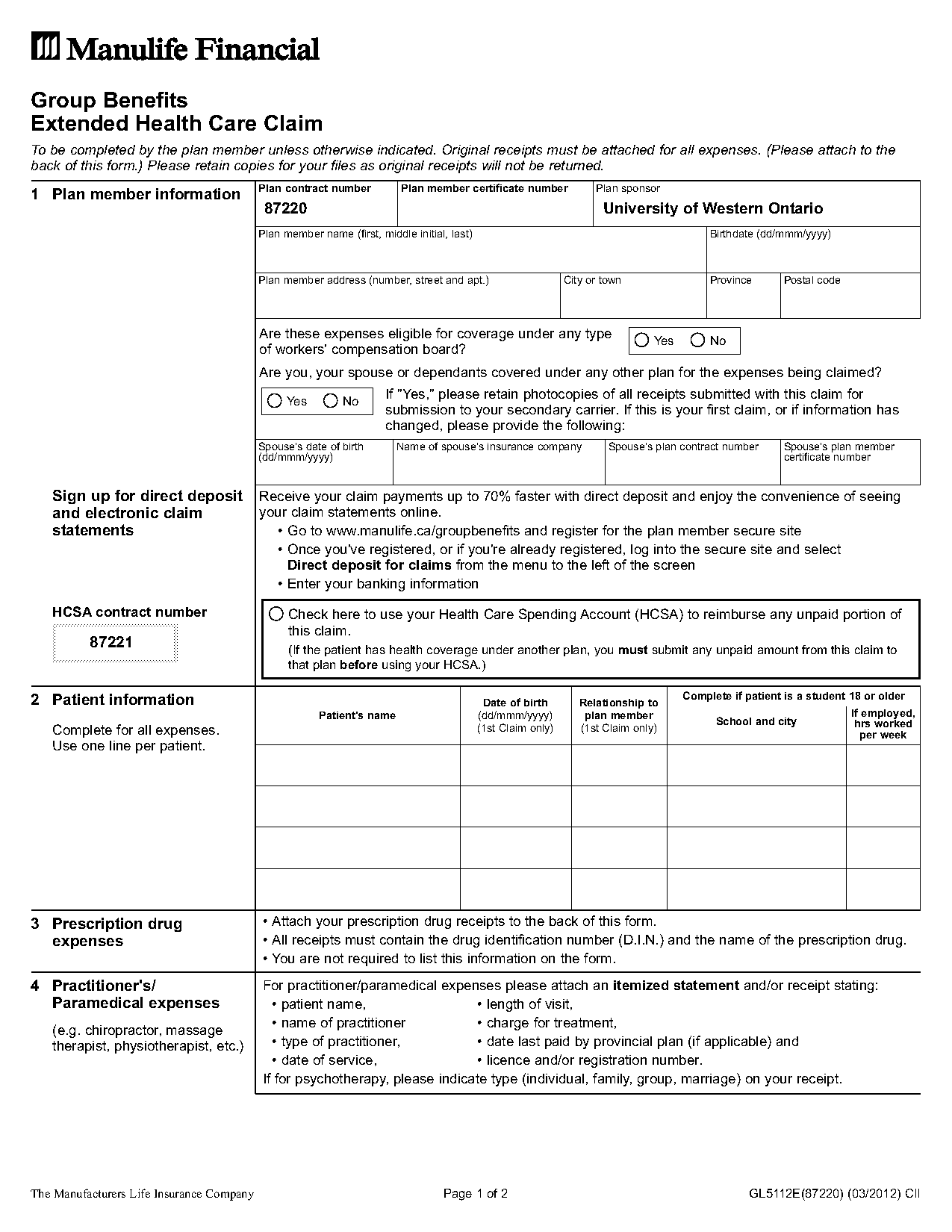 manulife financial group benefits health care claim form