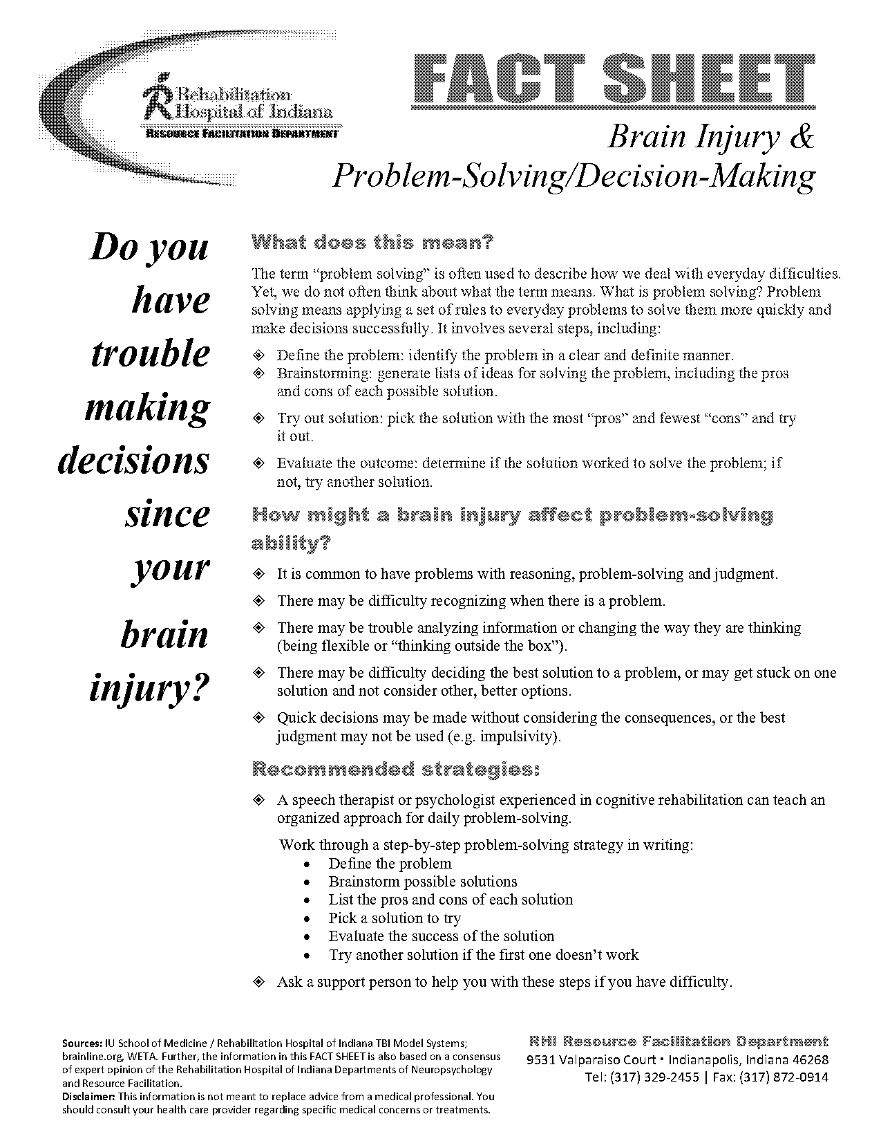 tbi problem solving worksheets