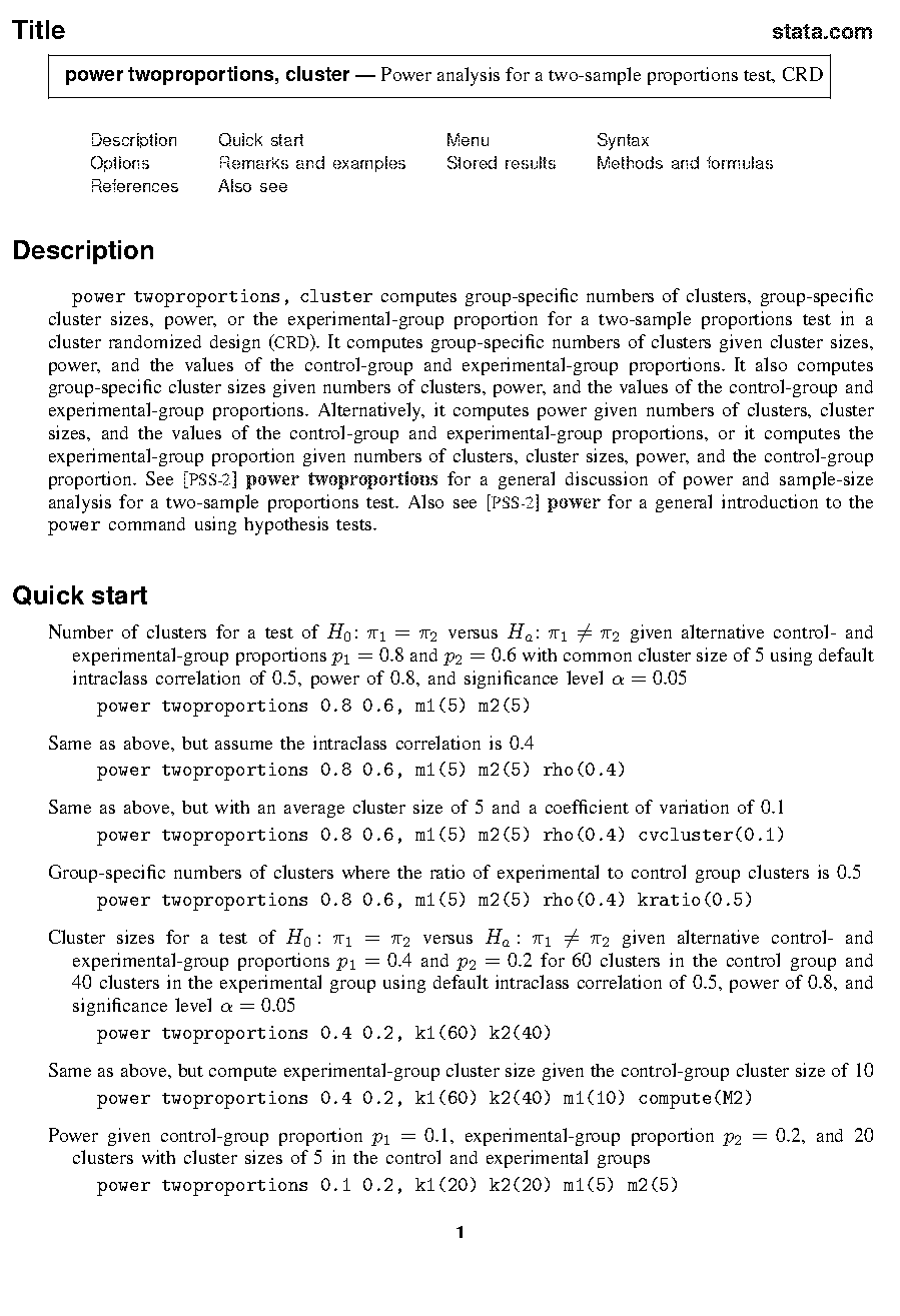 sample size for proportion stata