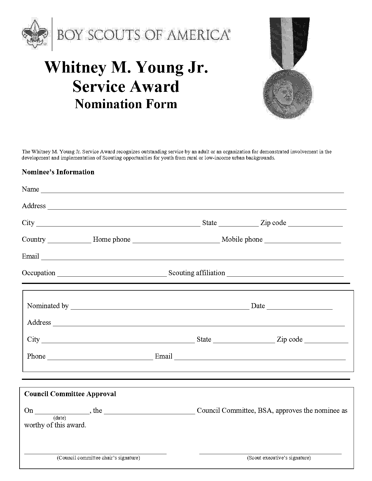 whitney m young service award application