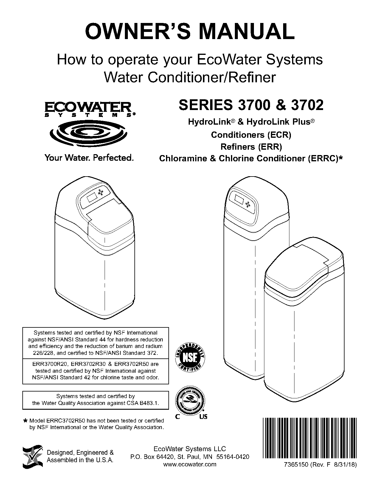 ecowater systems instruction manual