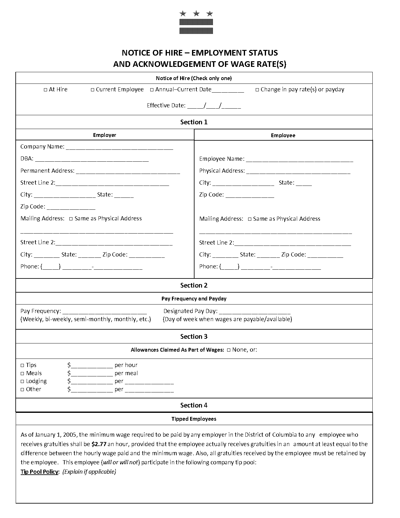 notice of acknowledgement of pay rate spanish