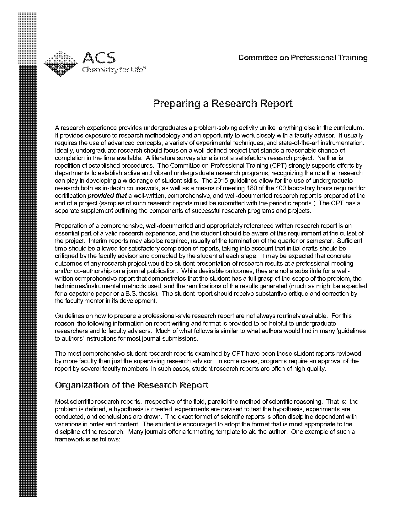 acs standard lab report format