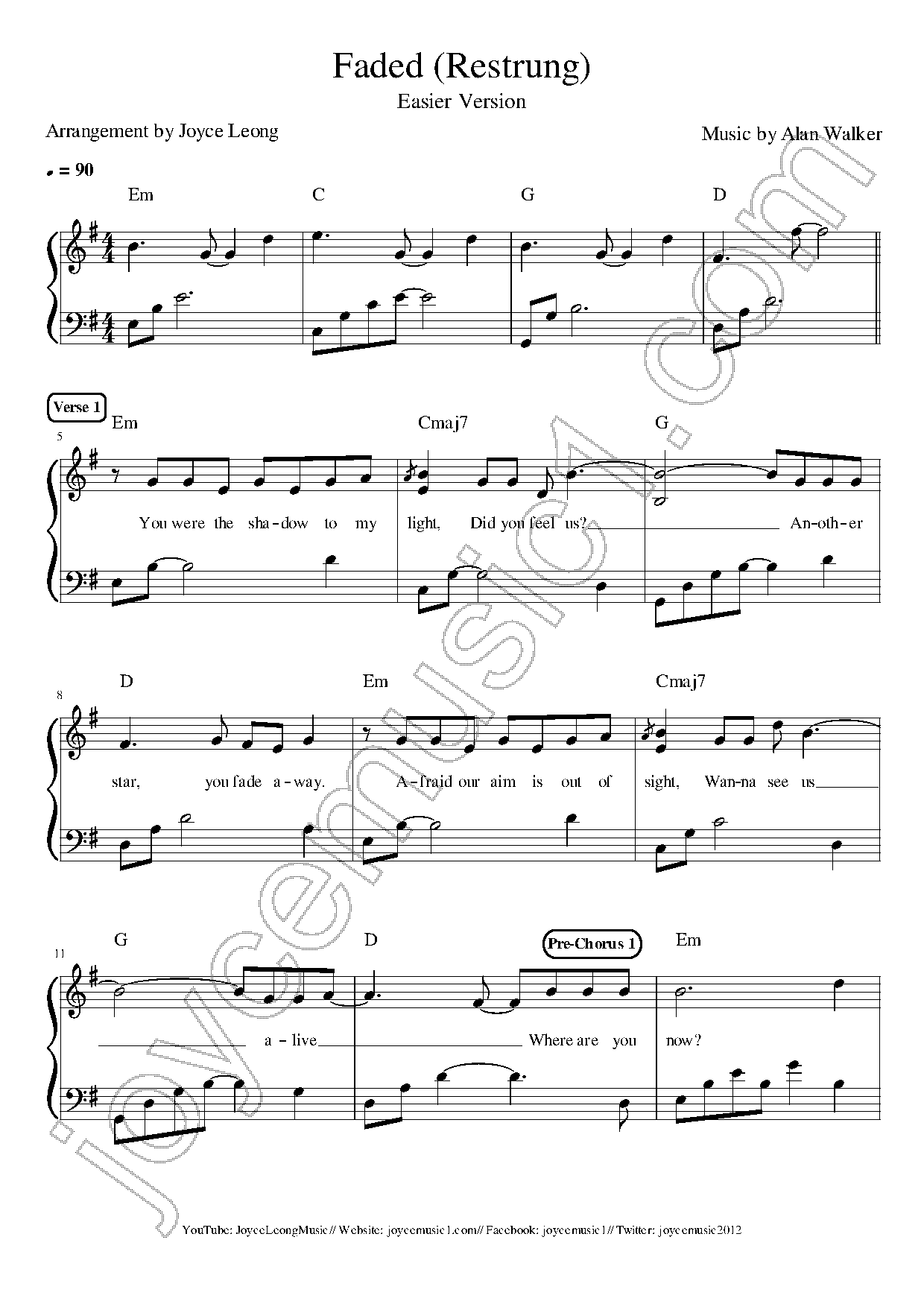 faded music sheet piano pdf