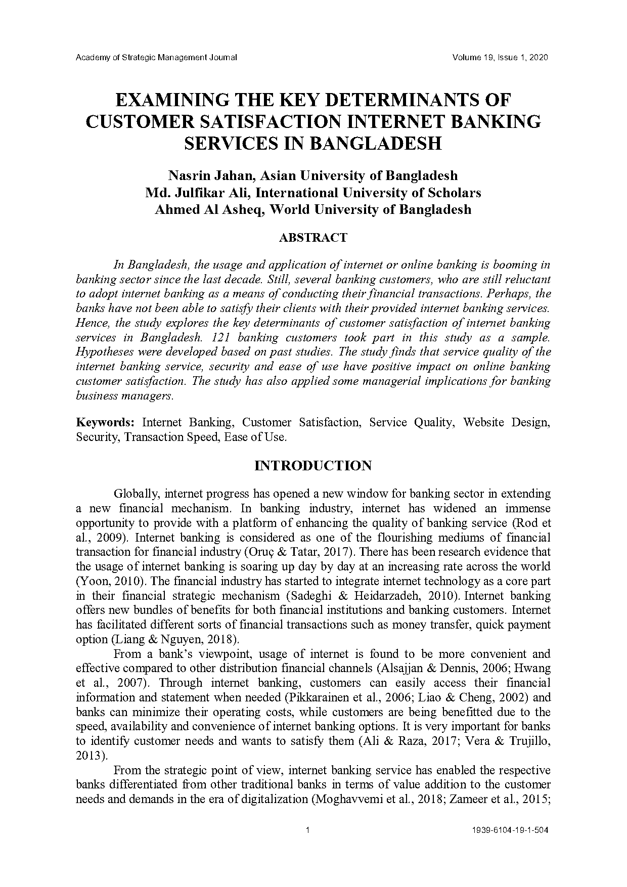 an investigation of the determinants of customer satisfaction