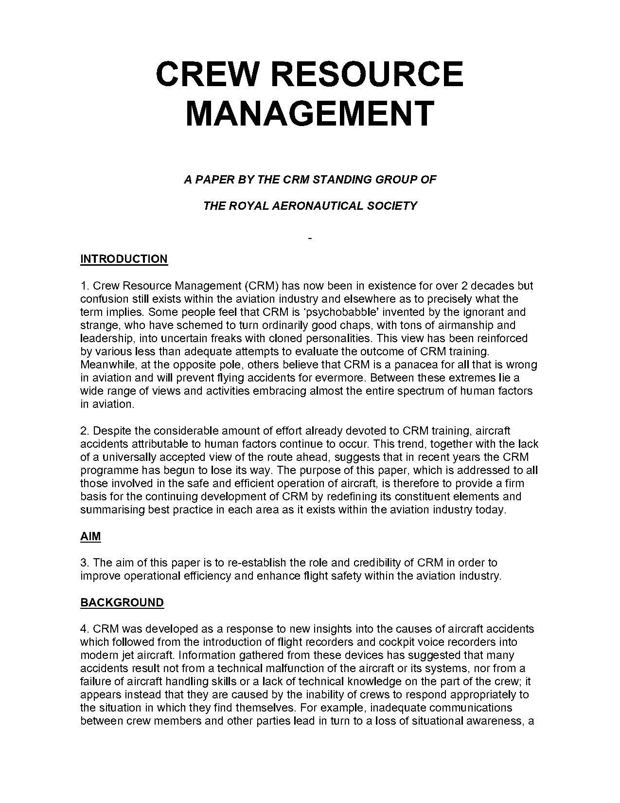 crew resource management aviation pdf