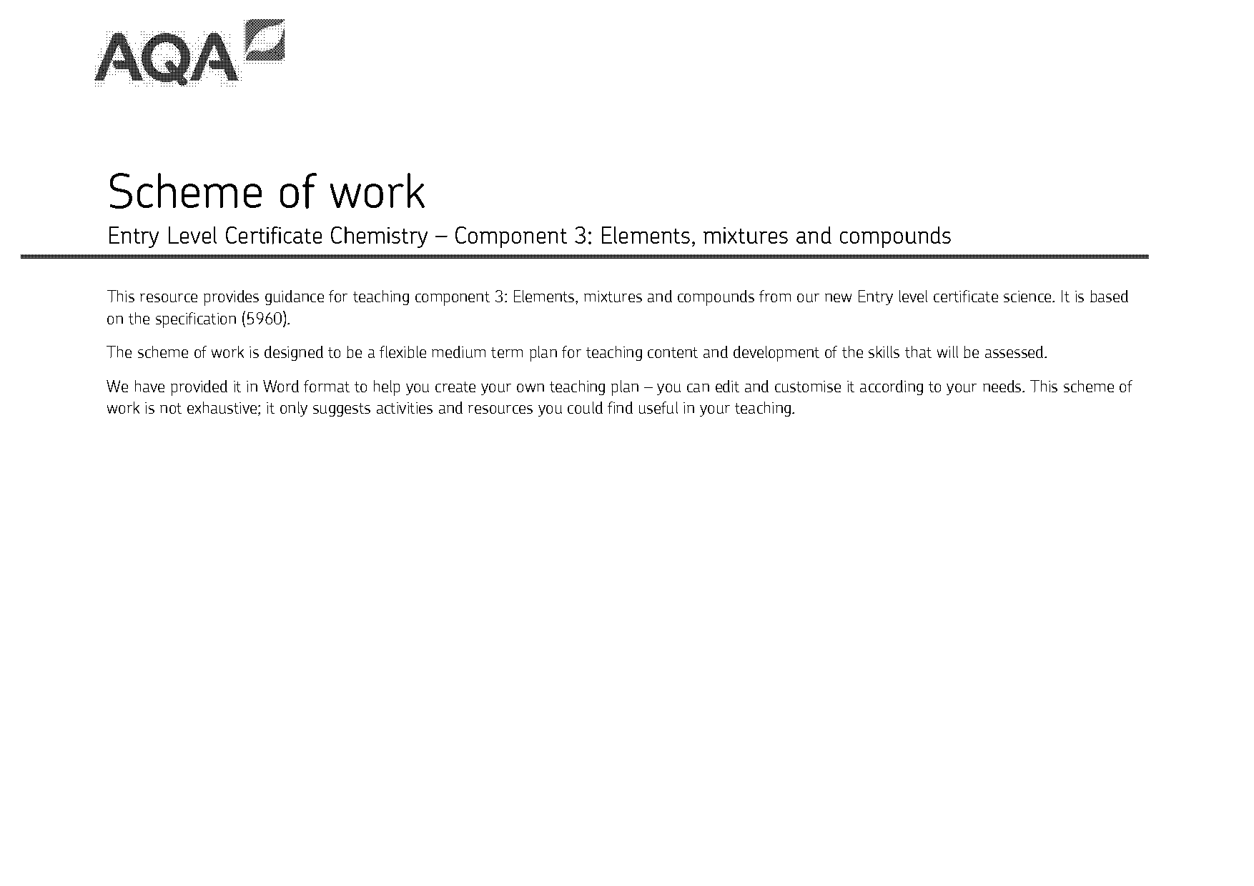 aqa scheme of work science