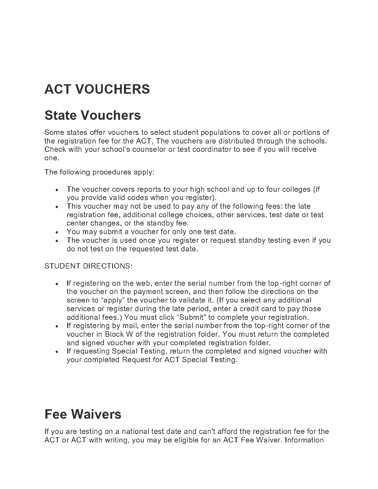 act voucher or waiver