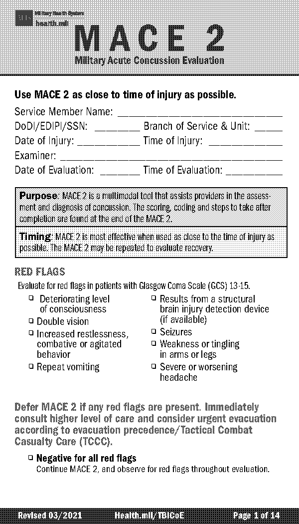 acute concussion evaluation ace care plan