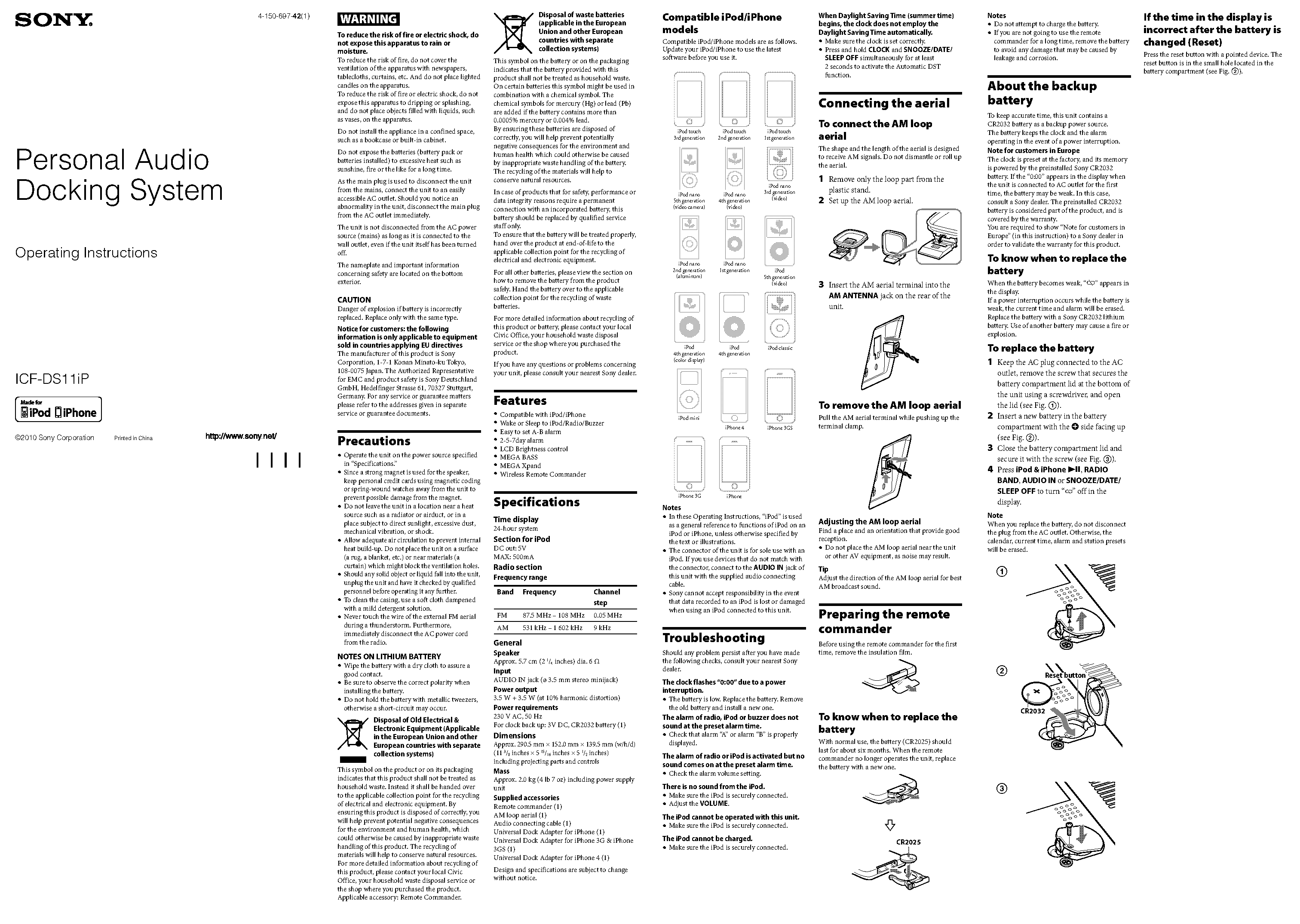 sony personal docking system manual